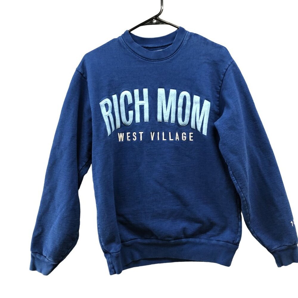Rich‎ Mom West Village Sweatshirt Womens Small S Blue Crewneck New York Pullover
